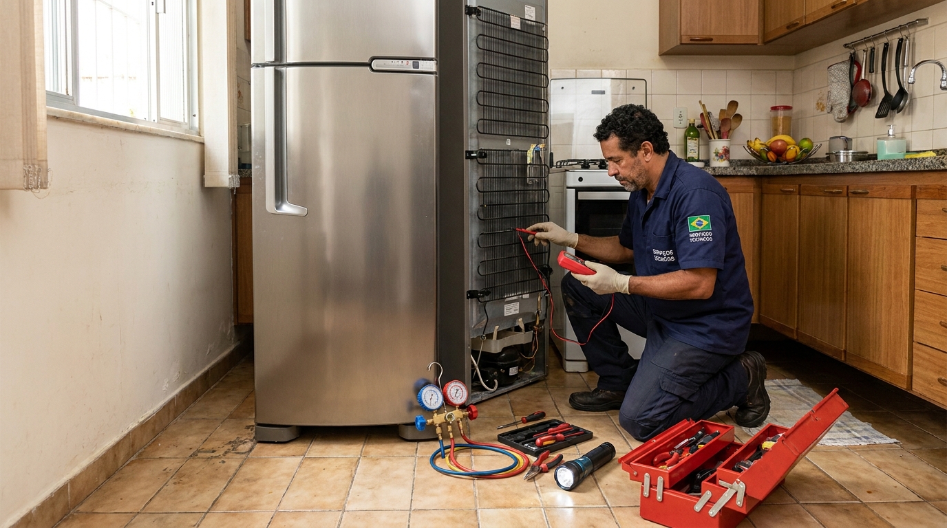 Técnico de conserto de geladeira em residência em Fortaleza‑CE