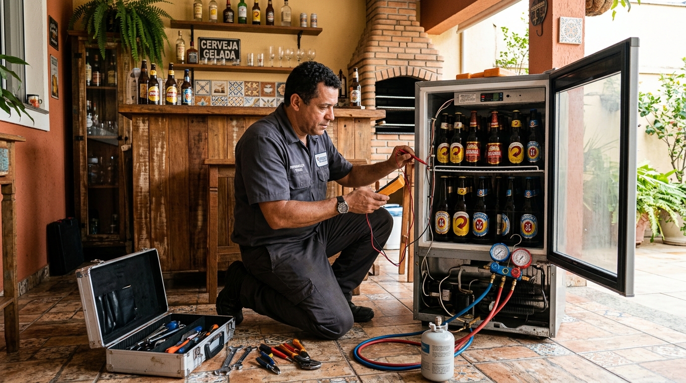 Recarga de gás refrigerante em cervejeira em atendimento em Fortaleza‑CE